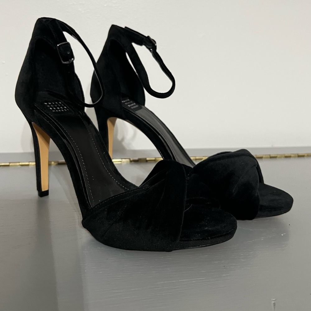 Black Velvet Open Toe Women's Heels